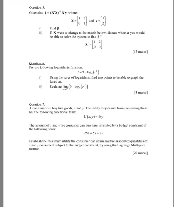 Solved Question 5 Given That B Xx Xy Where And Y F Chegg Com