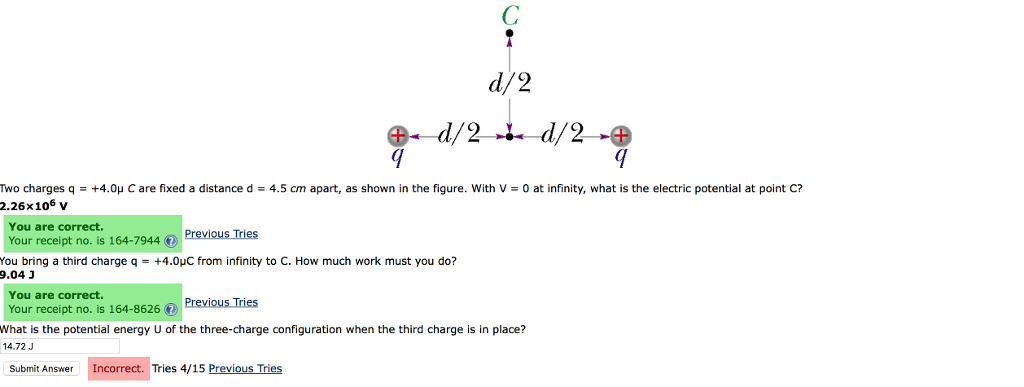 Solved D 2 Two Charges Q 2 26x106 V 4 0m Are Fixed A Dis Chegg Com