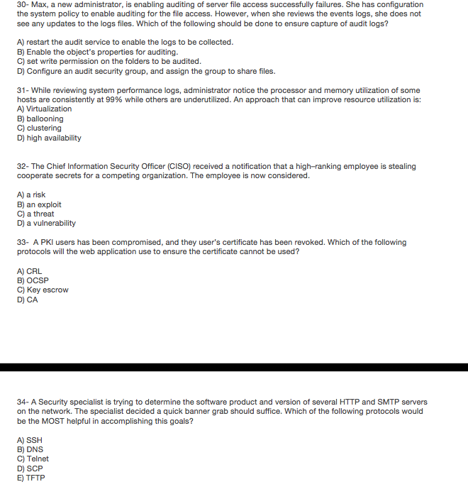 Solved 30 Max A New Administrator Is Enabling Auditing