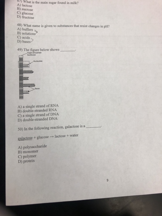 Solved A What Is The Main Sugar Found In Milk R B Sucrose Chegg Com