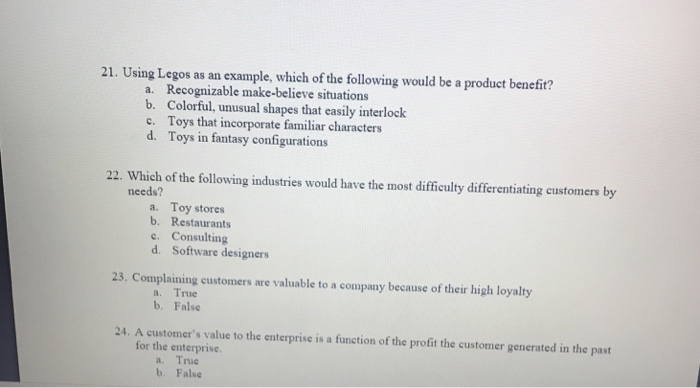 Solved 21 Using Legos As An Example Which Of The Follow Chegg Com