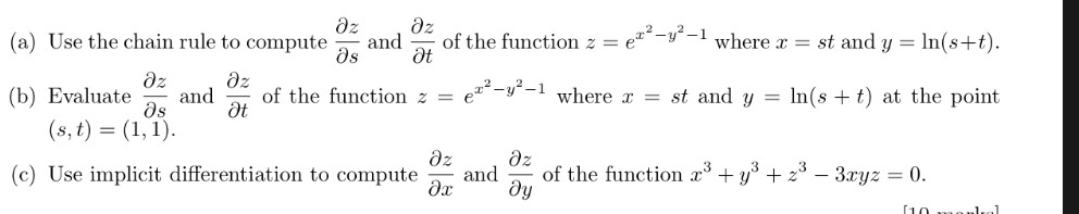 Solved Use The Chain Rule To Compute Oz And D Of The Fun Chegg Com