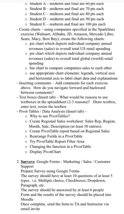 o Student A-midterm and tinal are 6U pts each o Student B-midterm and final are 70 pts each o Student C midterm and final are