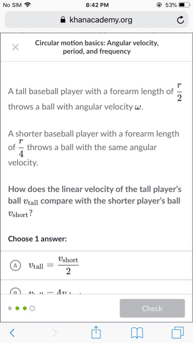 Solved 8 42 Pm A Khanacademy Org Circular Motion Basics