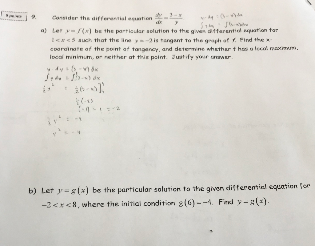 Solved し Points 9 Consider The Differential Equation Chegg Com