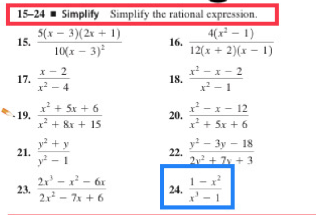 Solved 15 24 Simplify Simplify The Rational Expression 4 X2 Chegg Com