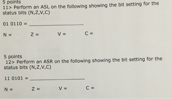 Solved Perform An Asl On The Following Showing The Bit Se Chegg Com