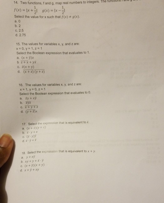 Two Functions F And G Map Real Numbers To Integers Chegg Com
