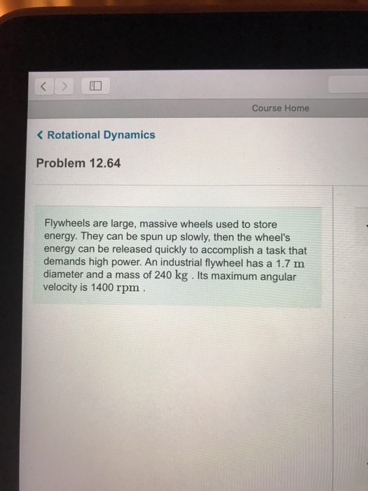 Solved Course Home Rotational Dynamics Problem 12.64 Flyw...