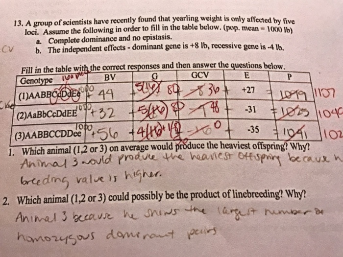 Solved At Yearling Weight Is Only Affected By Five Ean 1000 Chegg Com