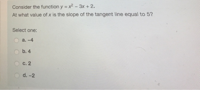 Consider The Function Y X 2 3x 2 At What Value Chegg Com