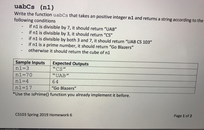 Solved Uabcs N1 Write The Function Uabcs That Takes An Chegg Com