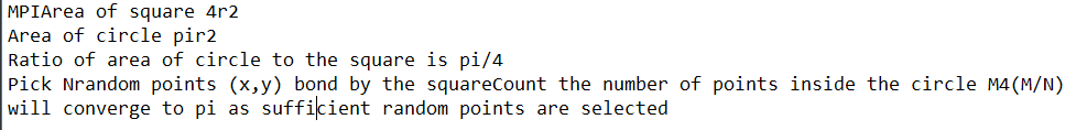 MPIArea of square 4r2 Area of circle pir2 Ratio of area of circle to the square is pi/4 circle M4(M/N) will converge to pi as