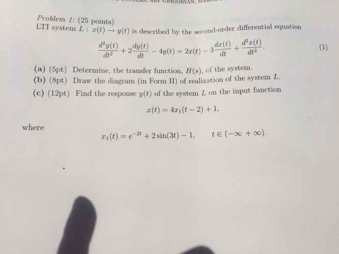 Solved Lti System L X T Rightarrow Y T Is Described By Chegg Com