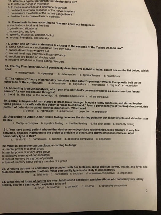 Solved 3. What Is A Typical Polygraph Test Designed To Do...