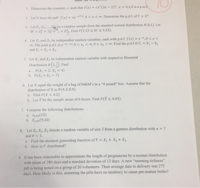 Solved Determine The Constant C Such That F X Cx 2 Chegg Com