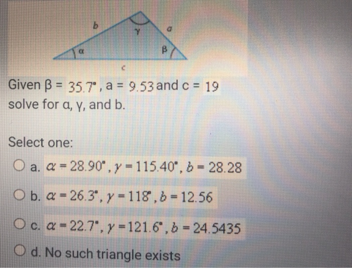Solved Di Given Ss 35 7 A 953 And C 19 Solve For A Y Chegg Com