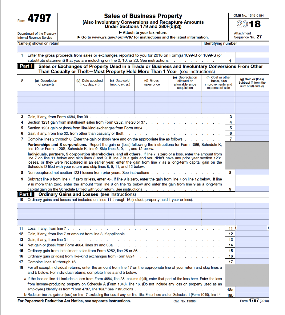 Section 1231 And Depreciation Recapture Use This I Chegg Com