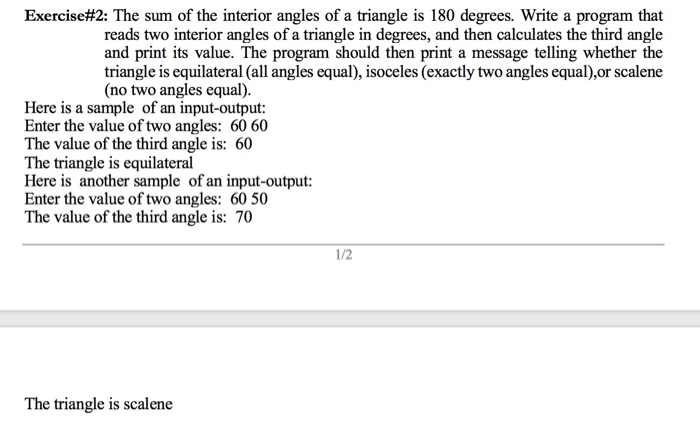 Solved Exercise 2 The Sum Of The Interior Angles Of A Tr