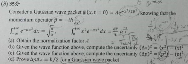 Solved Consider A Gaussian Wave Packet Psi X T 0 A Chegg Com