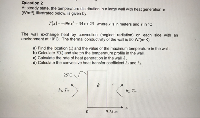 Solved Question 2 At Steady State The Temperature Distri Chegg Com