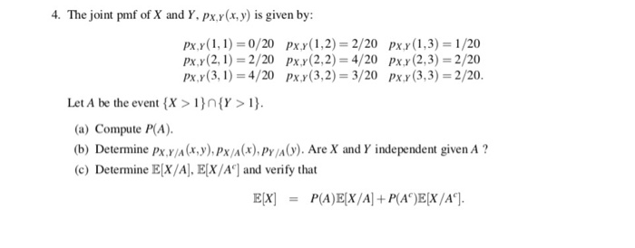 Solved 4 The Joint Pmf Of X And Y Pxrx Y Is Given B