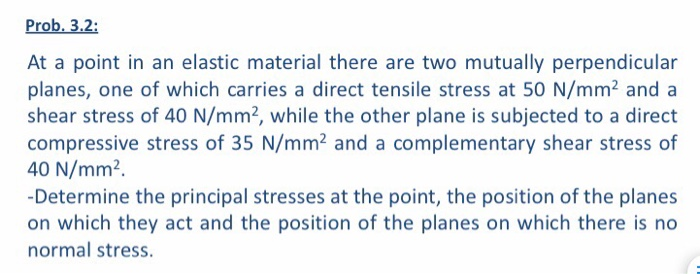 At a point in a material there are normal stress of 30N/mm2 and 60N/mm2  tensile,together with a. 