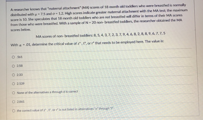 Solved A Researcher Knows That Maternal Attachment Ma Chegg Com