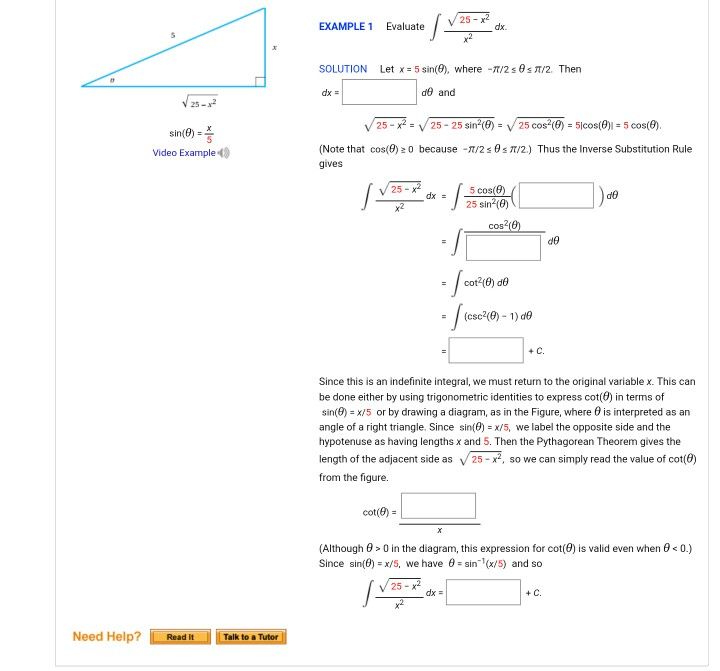 Solved Example 1 Evaluate Dx Solution Let X 5 Sin 8 Chegg Com