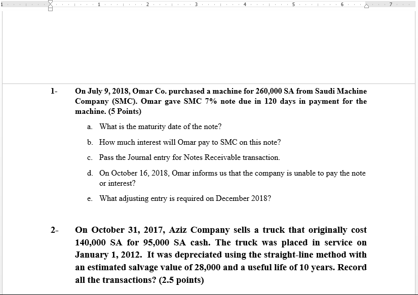 Solved 1 On July 9 18 Omar Co Purchased A Machine For Chegg Com