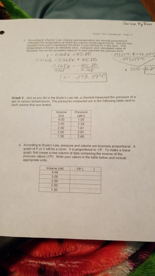 Solved L Aw Volume And Temperature Are Directly Proporti Chegg Com