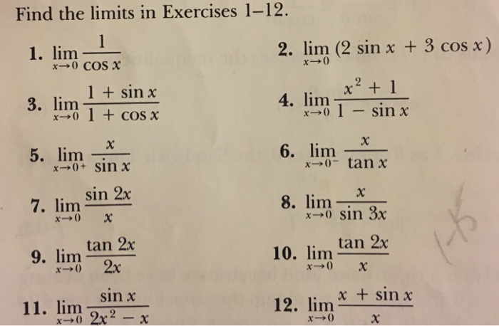 Solved Find The Limits In Exercises 1 12 2 Lim 2 Sin X Chegg Com