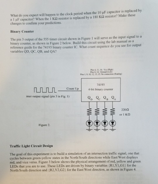 What do you expect will happen to the clock period when the 10 μ F capacitor is replaced by a l pF capacitor? When the l ΚΩ r