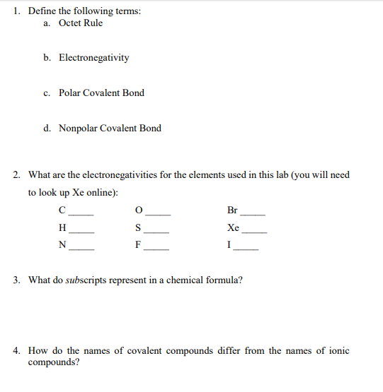 Solved 1 Define The Following Terms A Octet Rule B El