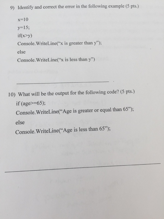 Solved 9 Identify And Correct The Error In The Following Chegg Com