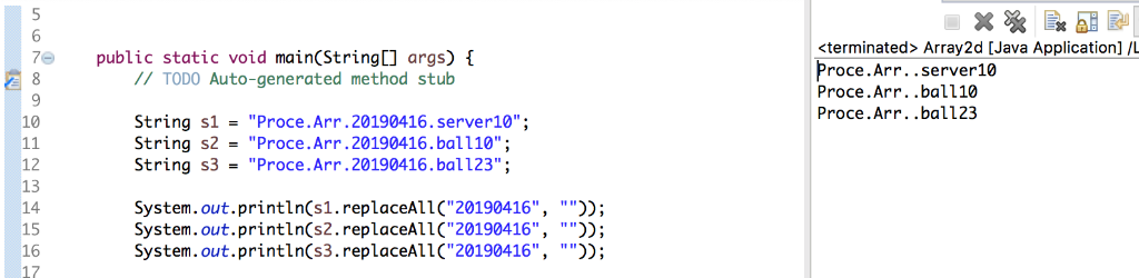 6 <terminated> Array2d [Java Application] /l Proce.Arr..server10 Proce.Arr..bal110 Proce.Arr..bal123 public static void main(