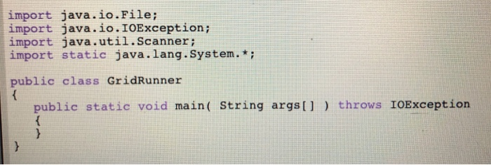 import java.io.File; import java.io. IOException; import java.util.Scanner; import static java.lang.System.*; public class Gr