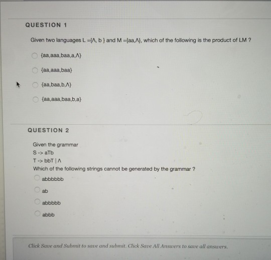 Solved Question 1 Given Two Languages L A B And M Chegg Com