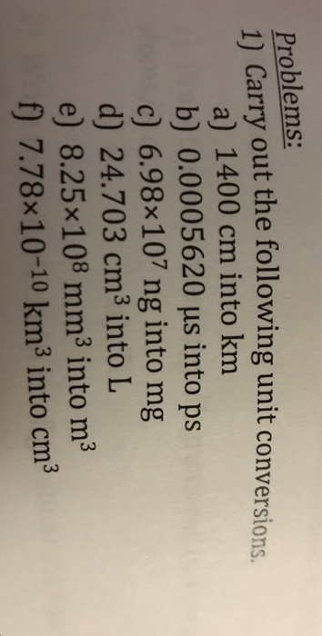 Problems 11 Carry Out The Following Unit Chegg Com