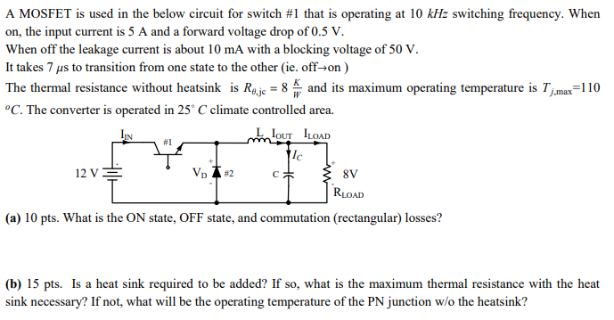 Solved A Mosfet Is Used In The Below Circuit For Switch