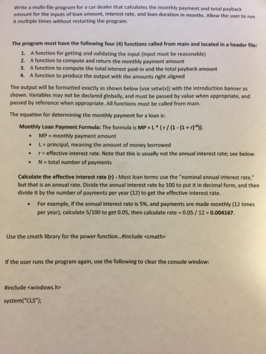 Solved Write A Multi File Program For A Car Dealer That C