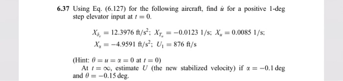 6 37 Using Eq 6 127 For The Following Aircraft Chegg Com