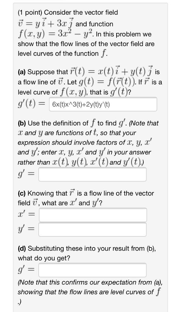 Solved 1 Point Consider The Vector Field U Y I 3xj An Chegg Com