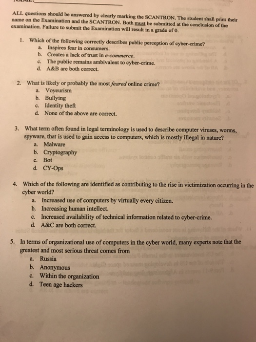 Solved Online marking An examining organization has been