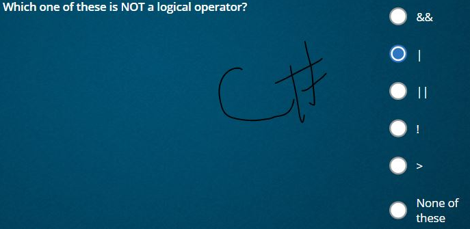 Which one of these is NOT a logical operator? None of these