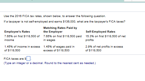 Solved 2016 FICA Tax Rates 1 1 FICA taxes include Social