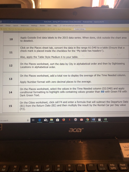 Excel Exa-Spring 2017 set Design LayoutR Malings Review View Help Tel me what you want to do ies Unless you Apply Outside End