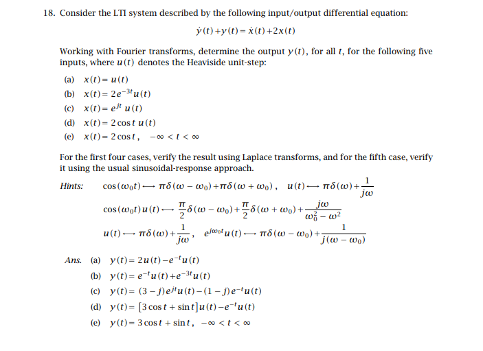 Solved 18 Consider The Lti System Described By The Follo Chegg Com