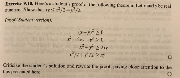 Exercise 9 10 Here S A Student S Proof Of The Chegg Com