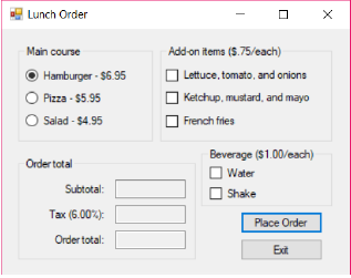 Visual Basic Help Need help creating a form that | Chegg.com